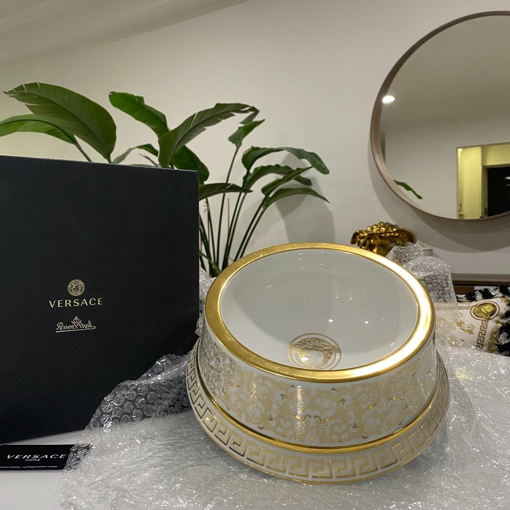 ⭐️ Rare⭐️ Two Authentic Versace Rosenthal Medusa Gala Dog Feeding Bowls.